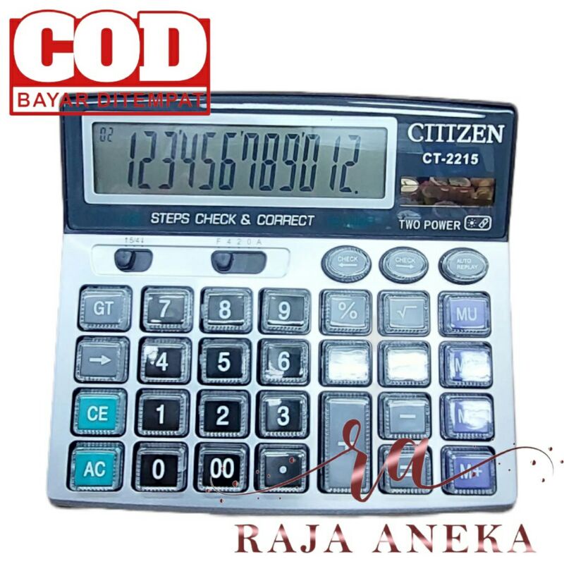 Kalkulator Citizen CT-2215 Original 12Digit Besar//Kalkulator Dagang Multifungsi