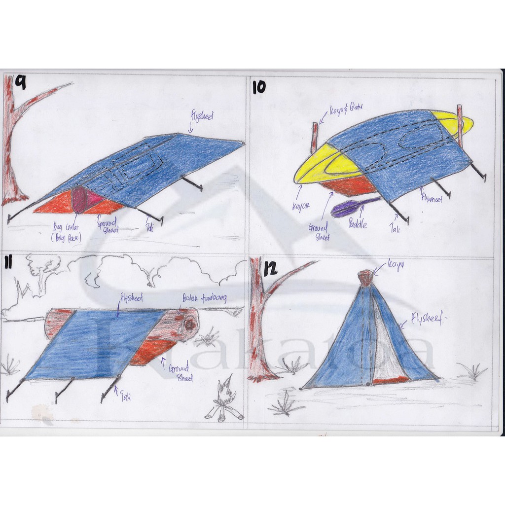 【Warna ~ COD】 Flysheet 3x2 Meter Waterproof 8 Lubang Lobang` Tenda Anti Air 2x3 m` 3*2 Bivak 2*3