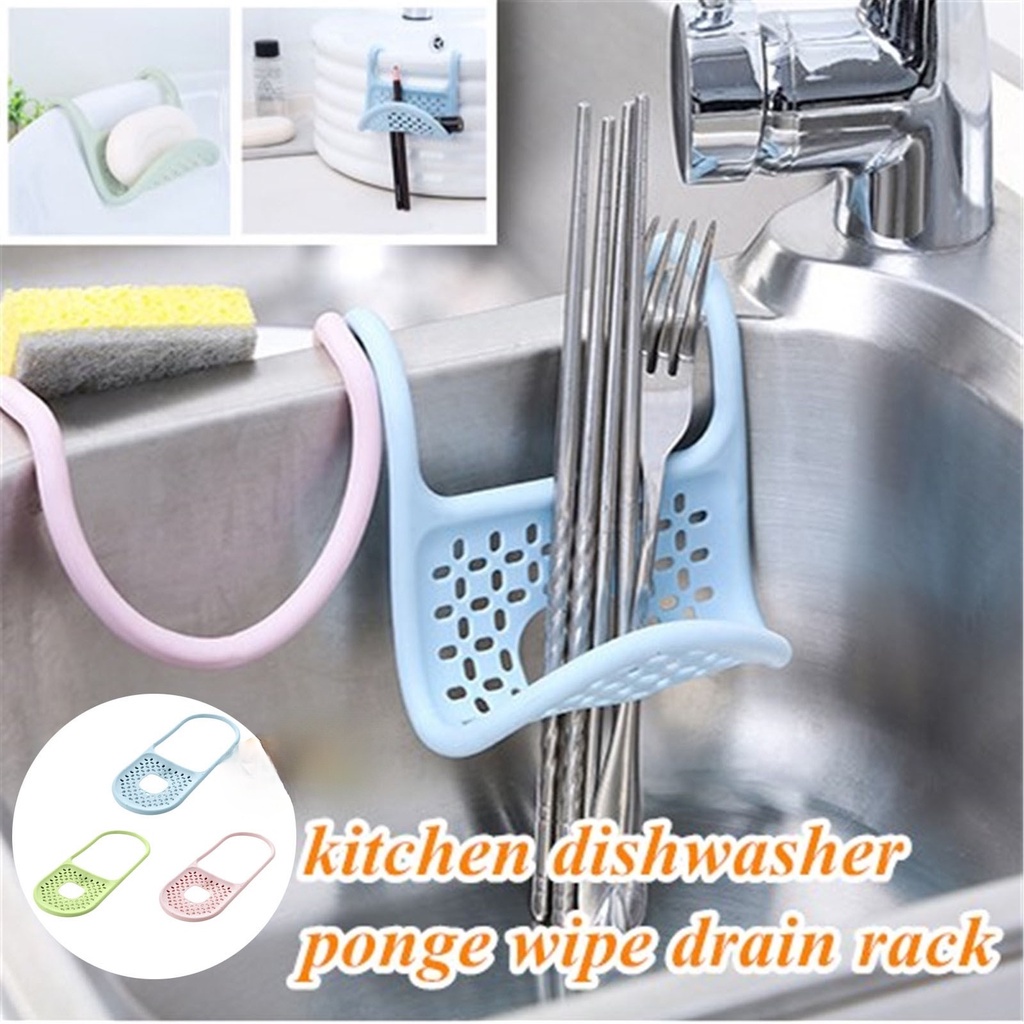 Kitchen Bendable Foldable Sink Drain Rack Hanging Soap Storage Bag Basket Faucet Sponge Drain Holder Bathroom Organizer