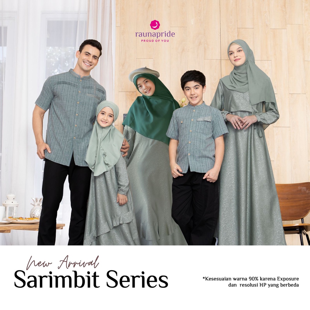 rauna sarimbit 06 hijau mint / gamis dewasa / koko dewasa / baju couple keluarga / gamis ibu dan ana