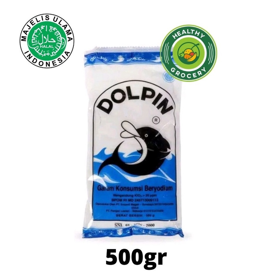 Garam Dolpin 500gr / Garem Dapur Konsumsi Beryodium / Yodium / Dolphin garam meja / Beryodium / Mengandung KIO3