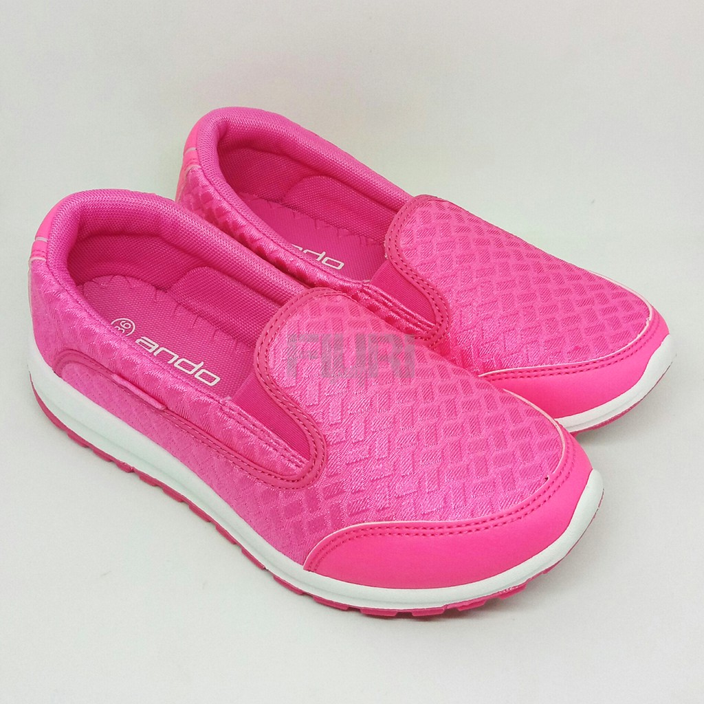 FIURI - ANDO ORIGINAL - ZELLY - PINK - SEPATU SLIP ON WANITA - SEPATU CASUAL WANITA - SEPATU FLAT PEREMPUAN - SEPATU KETS - SEPATU KETS WANITA - SEPATU KULIAH - SEPATU SEKOLAH - SEPATU ANDO