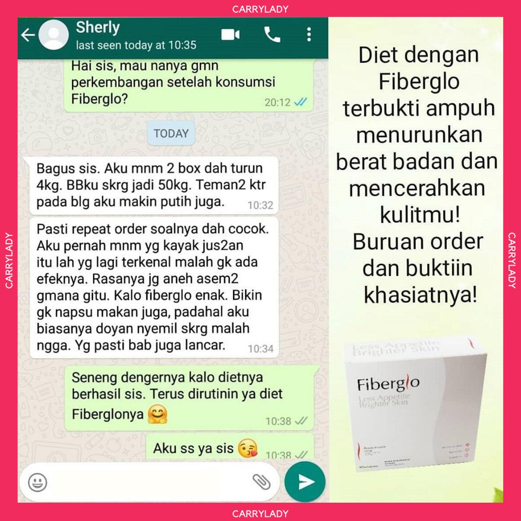 FIBERGLO OBAT DIET PEMUTIH MINUMAN HERBAL PELANGSING PENCERAH ORIGINAL