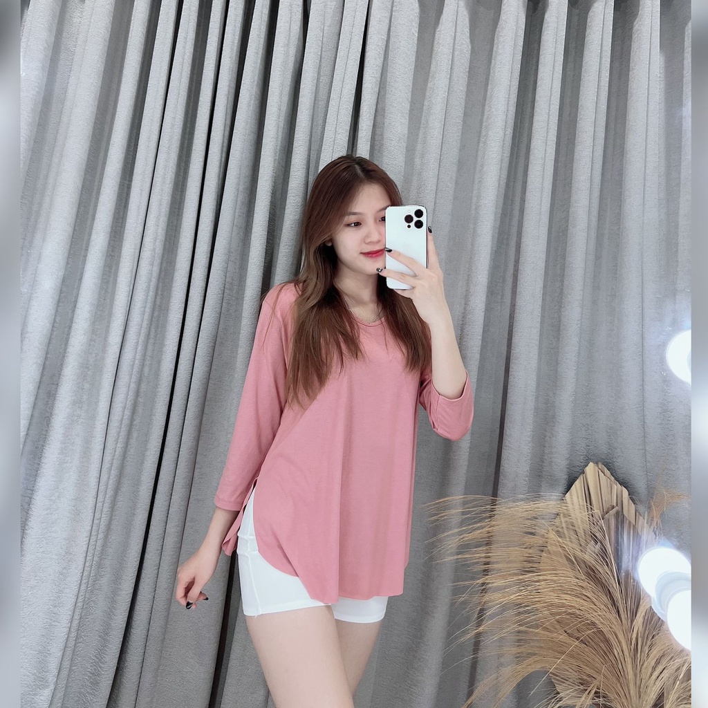 Kaos oversize lengan 7/8 / Kaos wanita jumbo / Kaos oversize slit Image 2