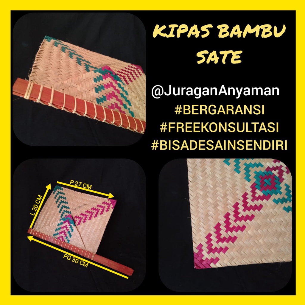 Kipas Sate Anyaman Bambu - Kipas Tangan Bambu - Kipas Sate Bambu Perlengkapan BBQ Kipas Angin Souven