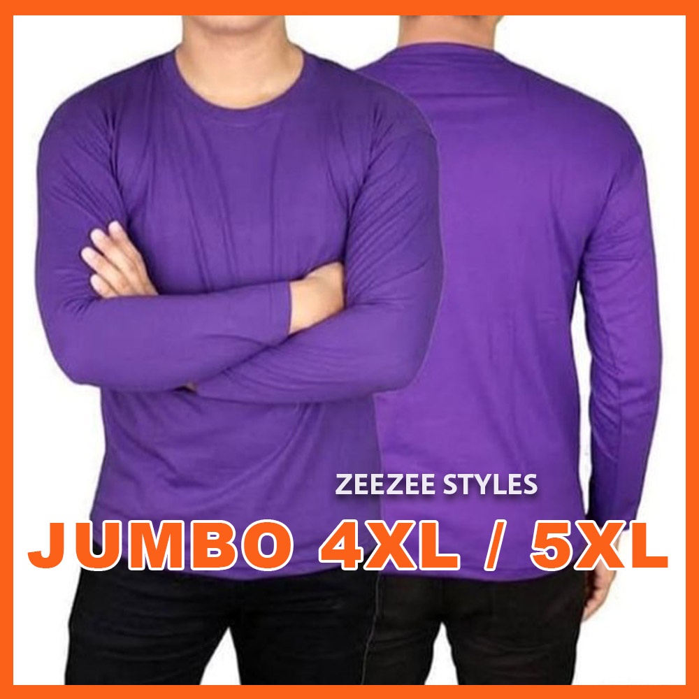 Kaos Polos Jumbo XXXXL XXXXXL Pria Wanita Oversize Tangan Panjang Ungu Tua