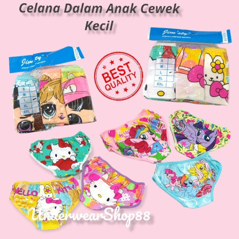 Celana Dalam Anak Cewek Kecil Bergambar/Celana Dalam Anak Cewek Katun Bergambar/1 Pak isi 3pcs/Celana Dalam Anak Cewek Berkarakter