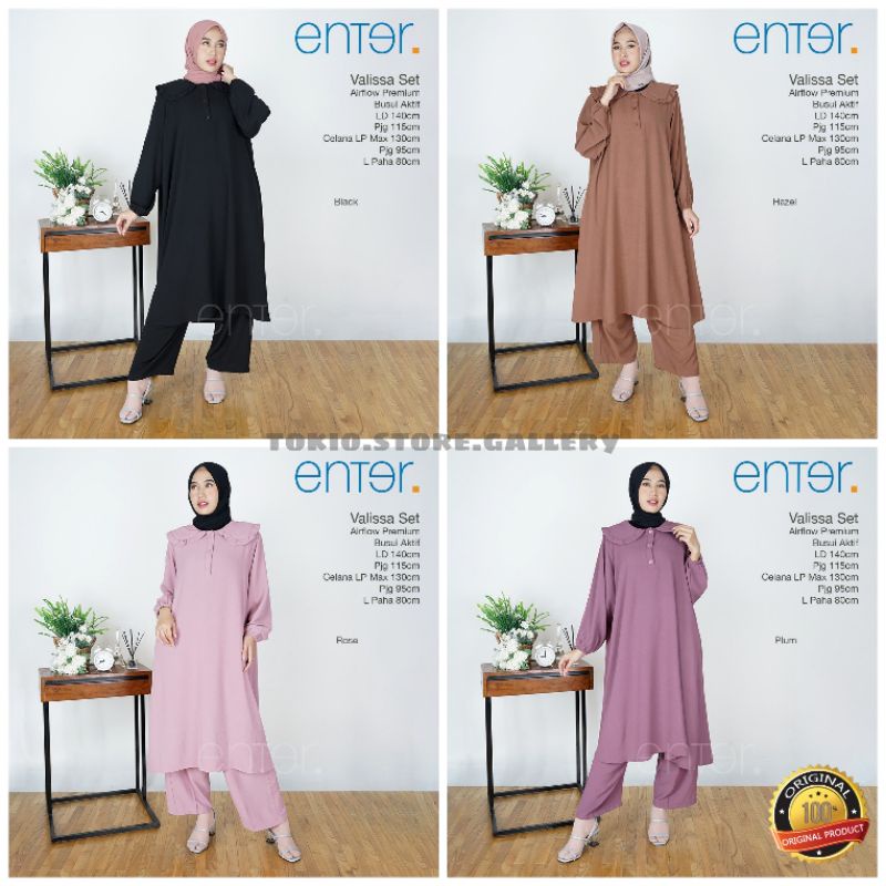 Valissa one set jumbo ld 140 bahan airflow premium | setelan baju muslimah ori enter