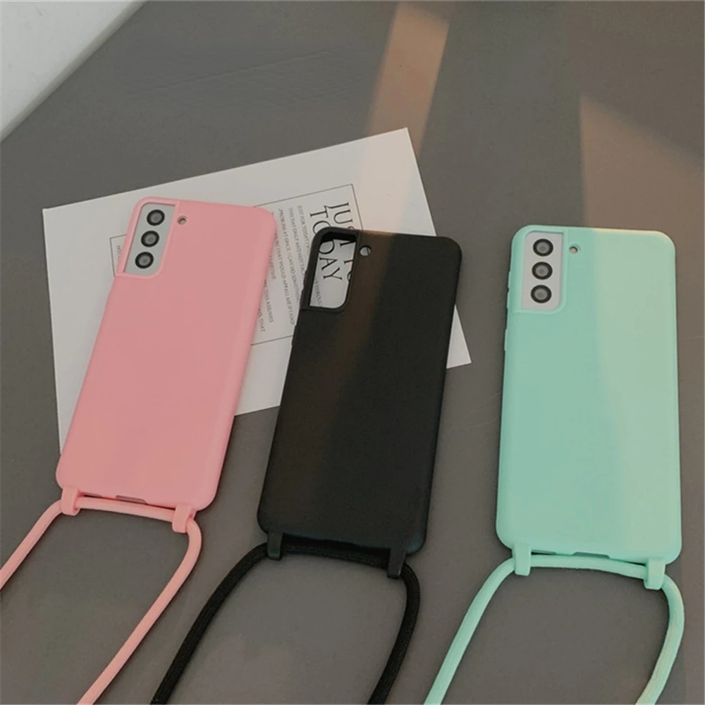 Soft Case Bahan Silikon Dengan Lanyard Untuk Samsung S22 S21 Plus S20 FE Note 20 Ultra 10 Pro S10 Lite S9