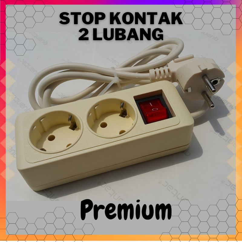 Stop Kontak 2 Lubang Premium Kabel 1.5 mtr Colokan LIstrik Murah