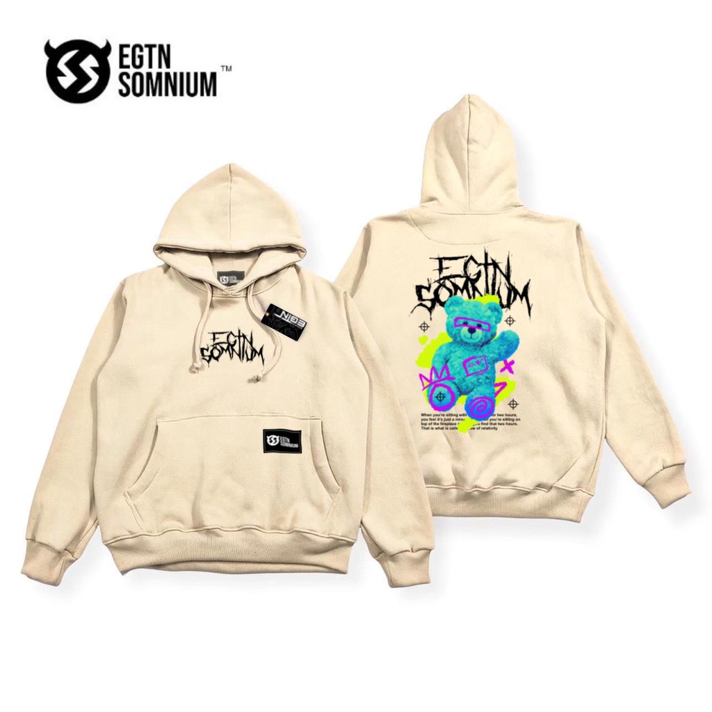 (ORI/ASLI) Switer Hoodie Cream Pria Keren Jaket Hodie Jumper Warna Crem Motif Fullprint Sweater Hudie Cowok Distro Krem