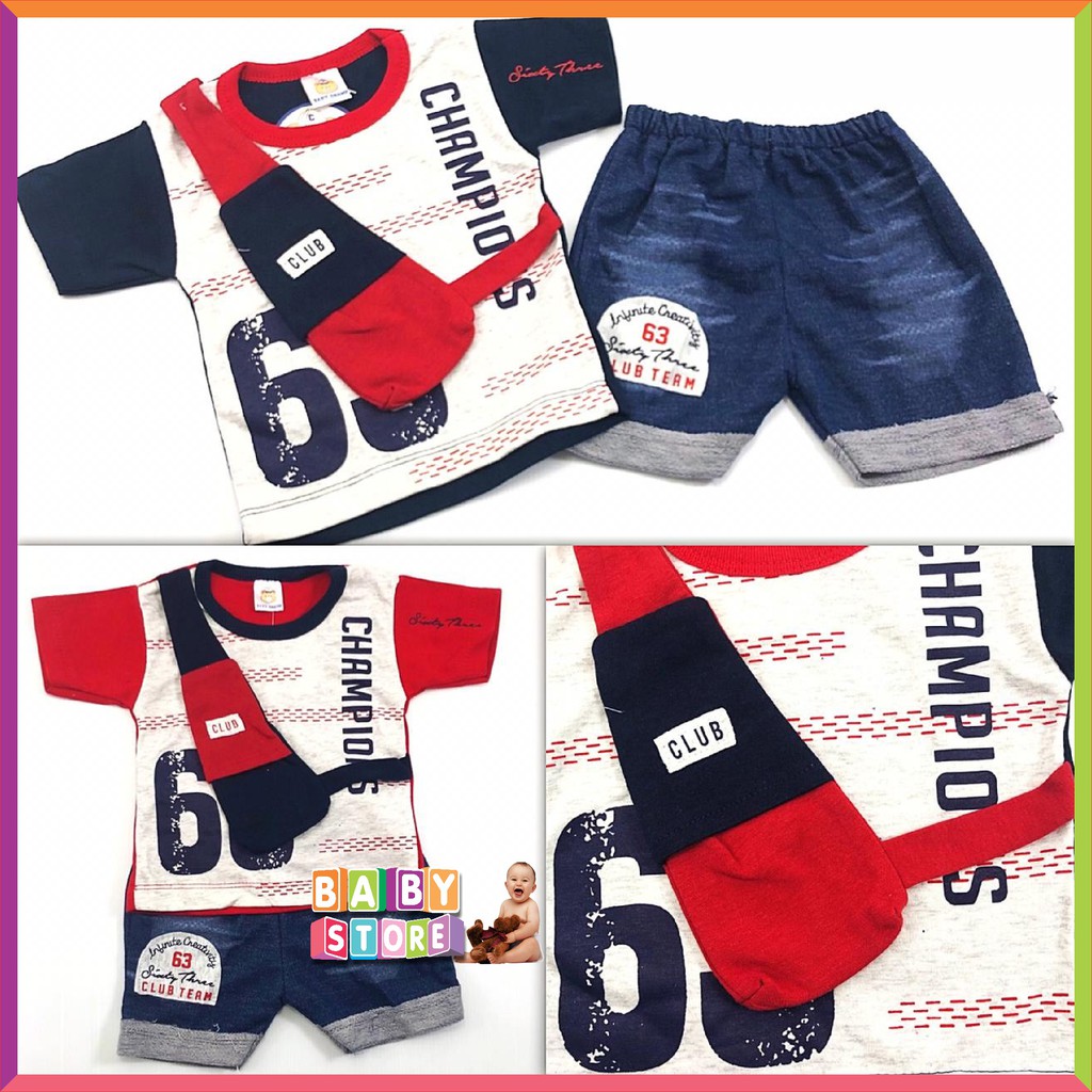 ❤ FashionBabies ❤ SETELAN CELANA PENDEK / SETELAN TOPI BAYI LAKI-LAKI / BABY BOYS PANTS TEE ALLSIZE