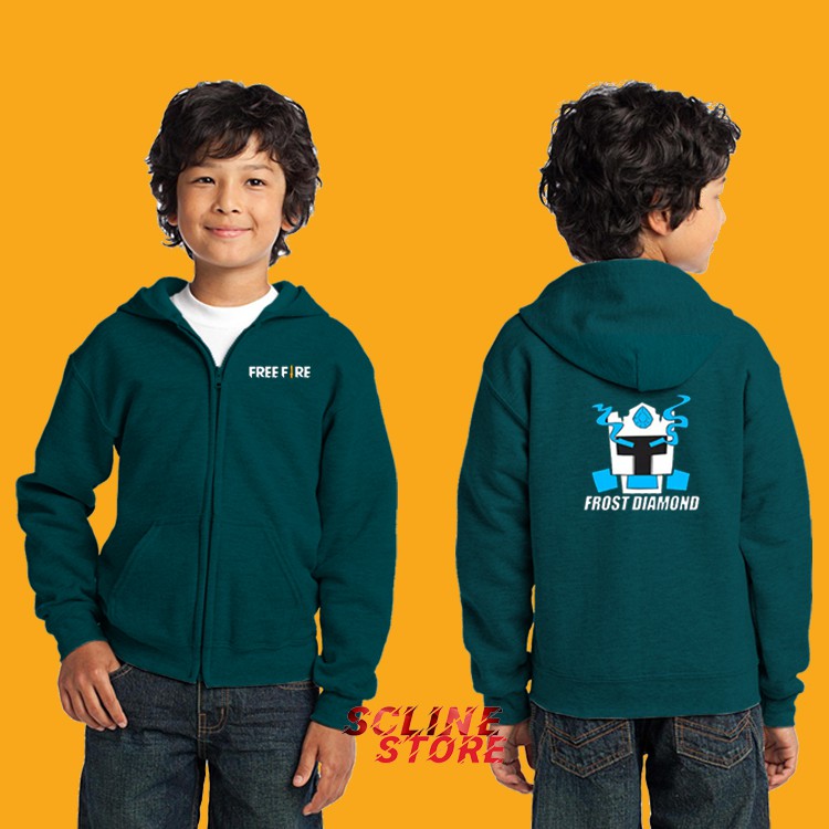 Jaket Hoodie Zipper Anak Free fire Frost Diamond