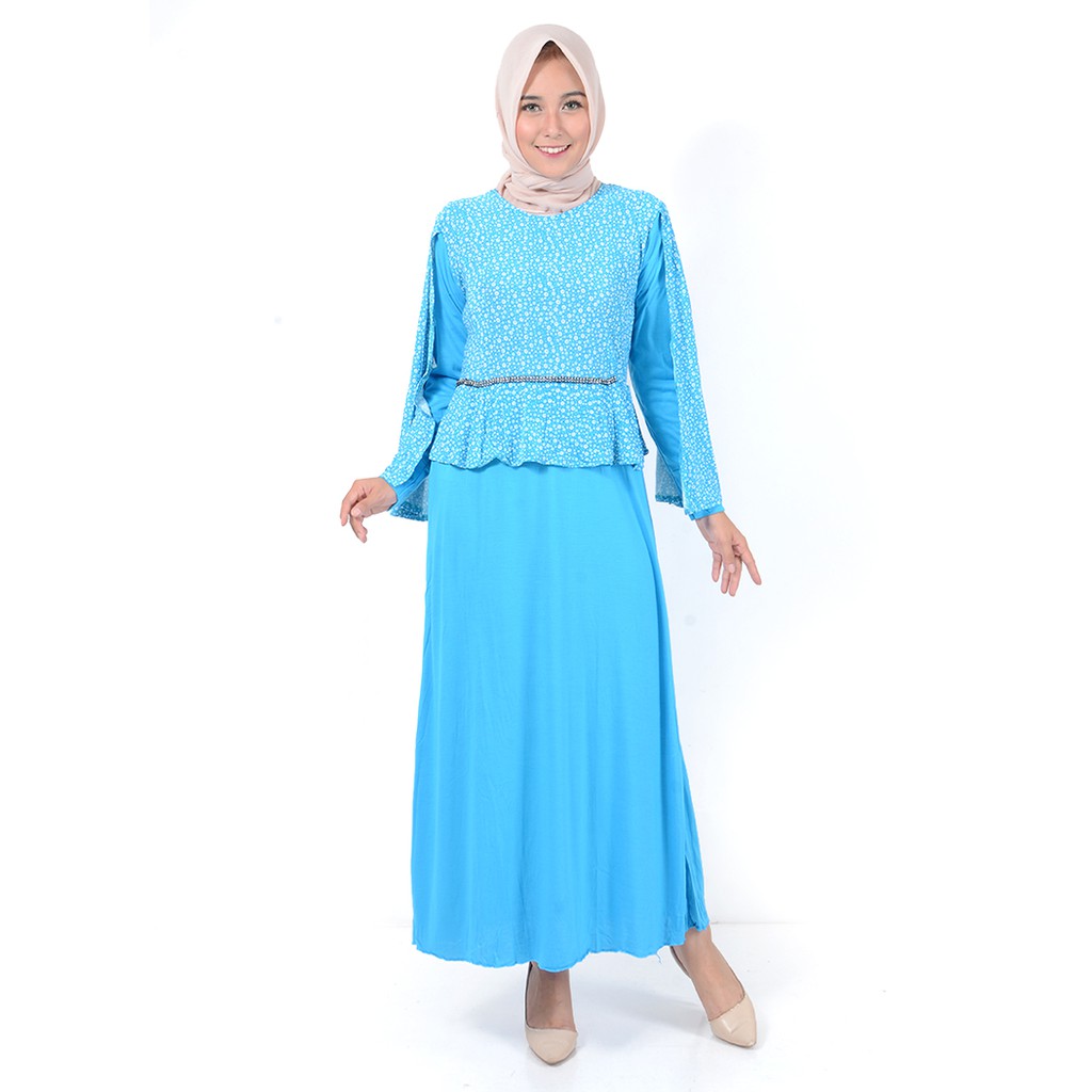 XSHOP Long Dress Gamis Maxi tangan Panjang Kombinasi - Raidah