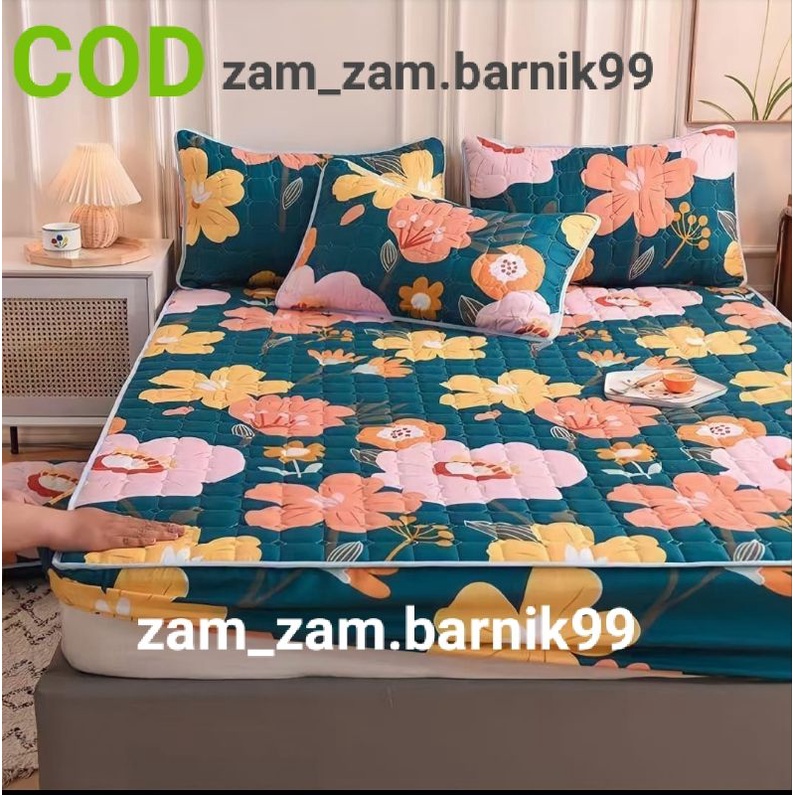 sprei waterproof/sprei anti bocor/sprei anti air/ sprei protektor/ sprei sultan/sprei  anti ompol/sprei motif ukuran  180x200 dengan 2sarung bantal dan tanpa sarung bantal