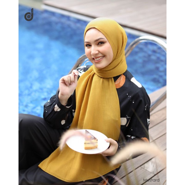 Deenay Pashmina Pleats Mustard