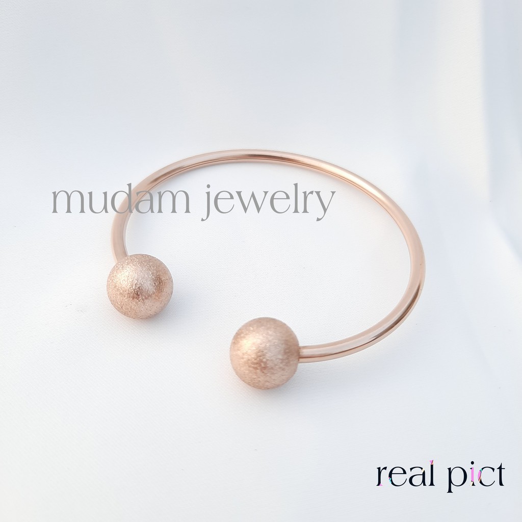 Gelang Lentur Titanium Bola Pasir Bulat Tersedia Warna Rosegold, Gold dan Silver