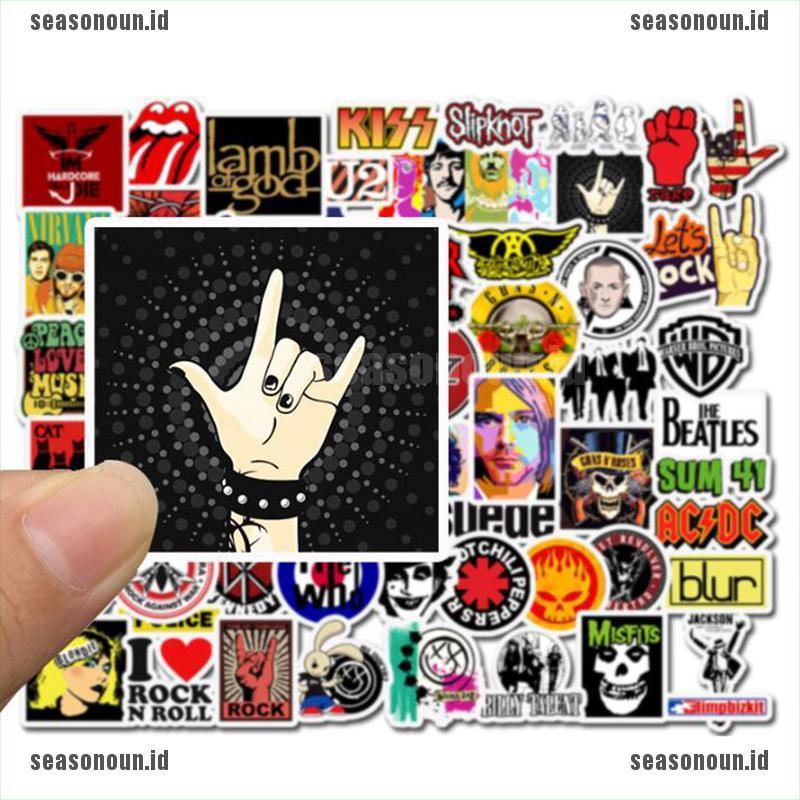 52pcs Stiker Band Rock and Roll Hip Hop Punk Untuk Handphone / Laptop