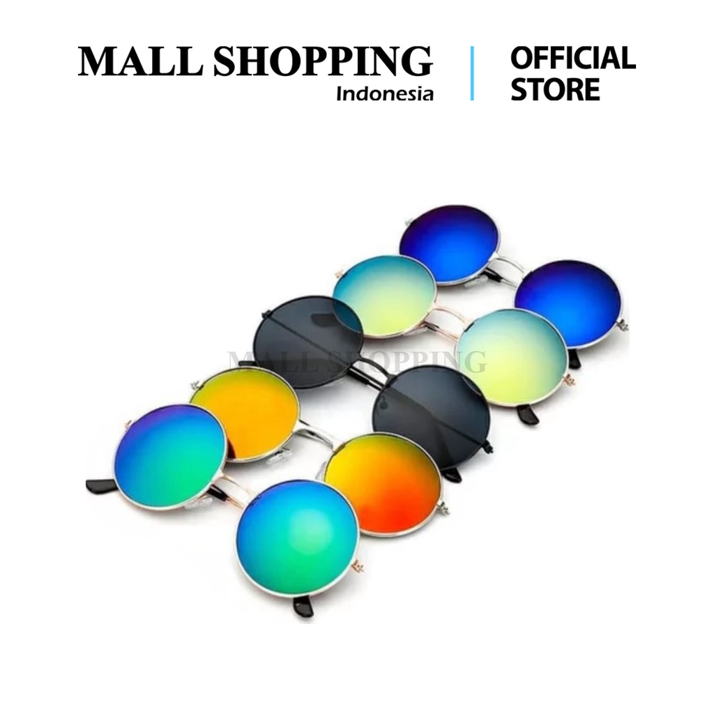 (COD) Kacamata Fashion Frame Kacamata Bulat Metal Vintage Sunglasses Colours MALL SHOPPING