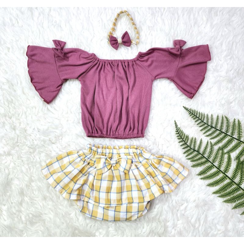 Baju bayi perempuan stelan celana atasan knit baby girl008