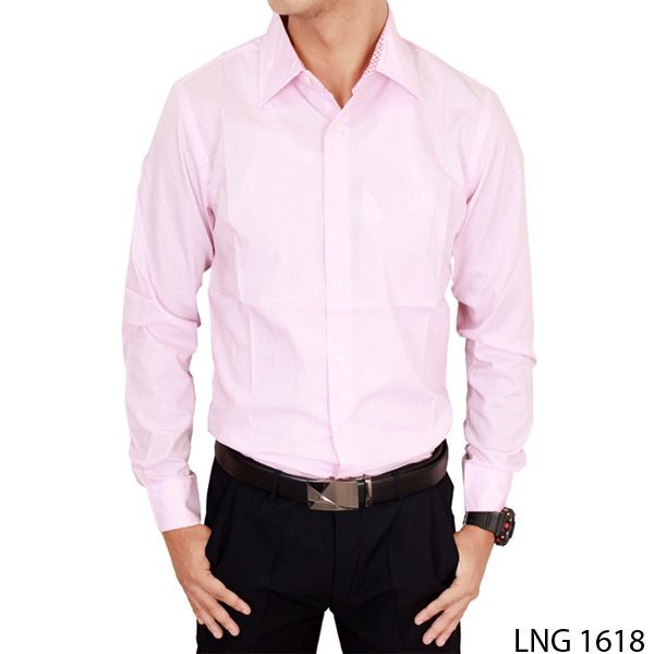 Kemeja Formal Slim Fit Pria Katun Pink – LNG 1618