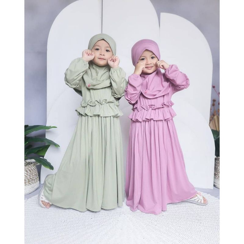 GAMIS MUSLIM ANAK PEREMPUAN 5-6 TAHUN/ZHIRA  SYARI KIDS/GAMIS SYARI ANAK SET HIJAB TERLARIS/FAR MOSLEMSTORE