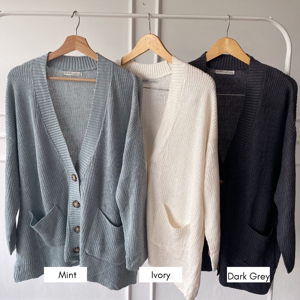Pull&Bear Long Knit Button Cardigan - Outer Wanita-2