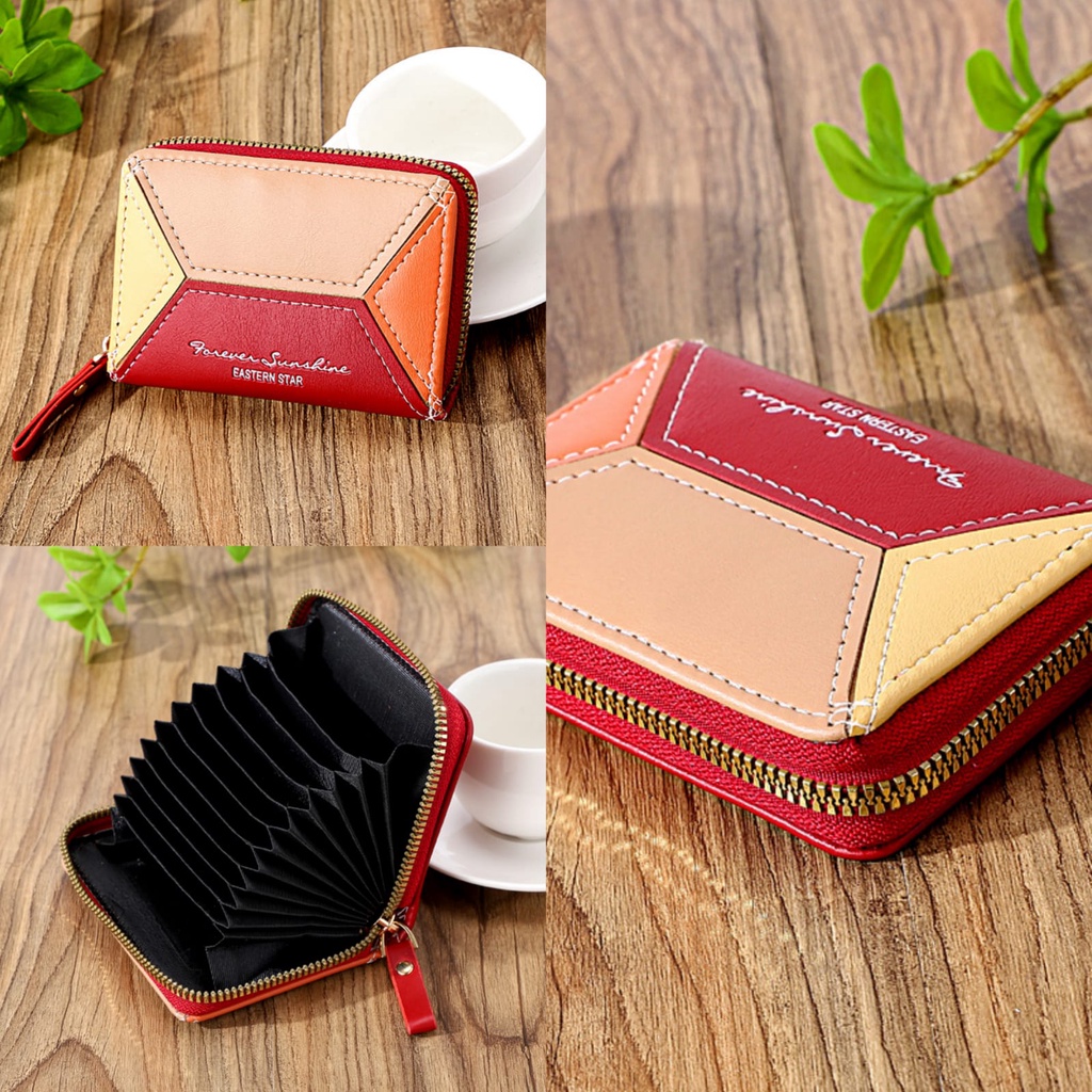 DOMPET KARTU WANITA MINI KULIT MERAH ANDREA WA574R1 IMPORT KOREA SIMPLE LUCU KECIL RESLETING KOIN BRANDED PREMIUM REMAJA KEKINIAN BATAM CEWEK MURAH