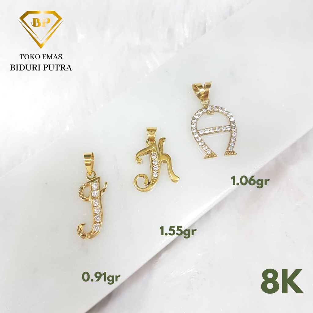 LIONTIN ALPHABET PERHIASAN EMAS ASLI 8K/375