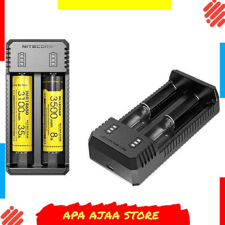 Terbaru ! NITECORE Charger Baterai Universal 2 Slot for Li-ion &amp; NiMH - UI2