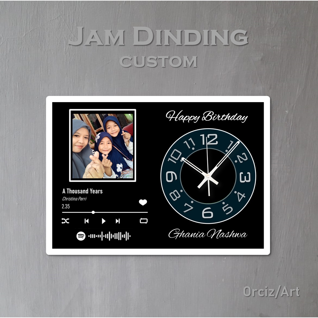 Jam Dinding  Custom Musik Spotify Kado Ultah Kado Pernikahan Kado Kelahiran Bayi