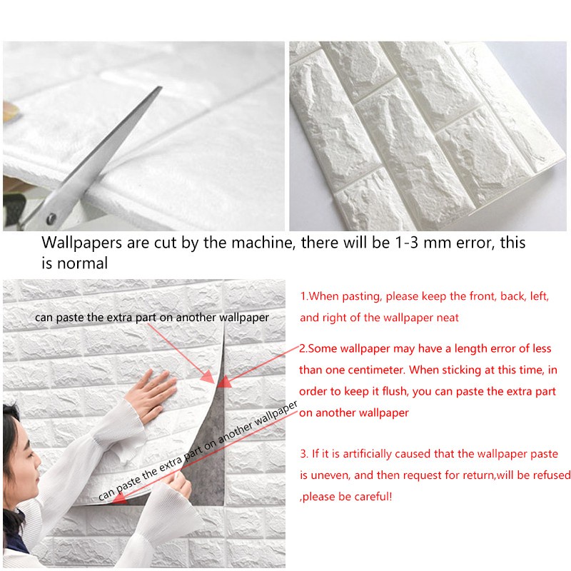 【WR】Wallpaper Dingding 3D Foam Motif Batu Bata Dekorasi Dinding Kamar Murah-7