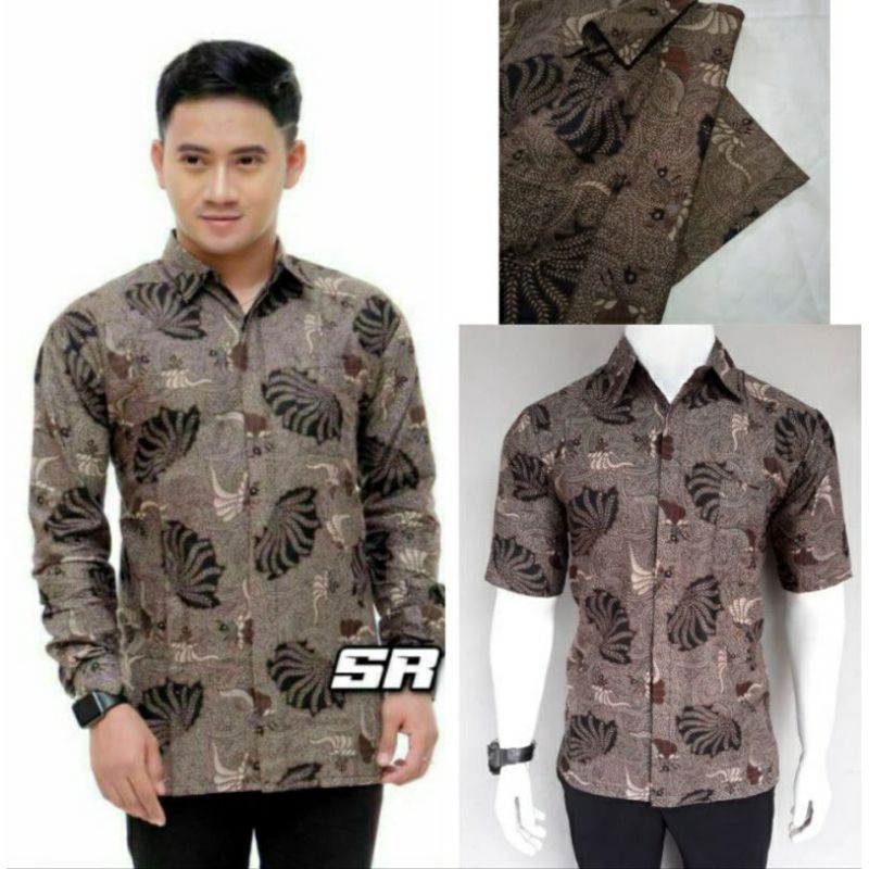 Batik Pria Lengan Panjang Gus Azmi BATIK AZMIL HRB026 motif KERATONAN Kode 002 size M L XL XXL Regul