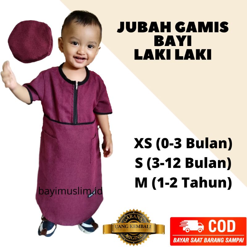 Gamis Bayi Laki Laki Baju Jubah Bayi Lengan Pendek Baju Aqiqah Bayi Laki Laki Newborn New Born Usia 