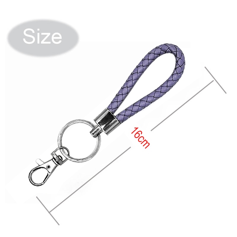 Tali Lanyard Pergelangan Tangan Bahan Kulit PU Model Kepang 8 Warna Dengan Kait Lobster Metal