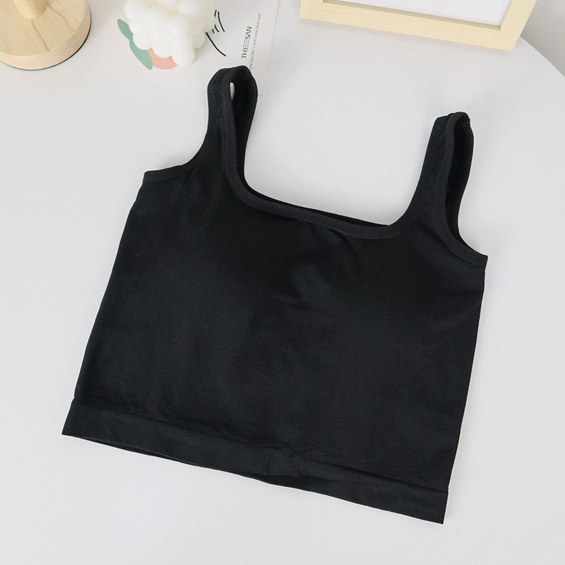 [ LINGERIE MASTER ] - (B-46) Crop Tank Top Bra Atasan Wanita / Tanktop Basic Elastis Bahan Premium Busa-B-46 Hitam