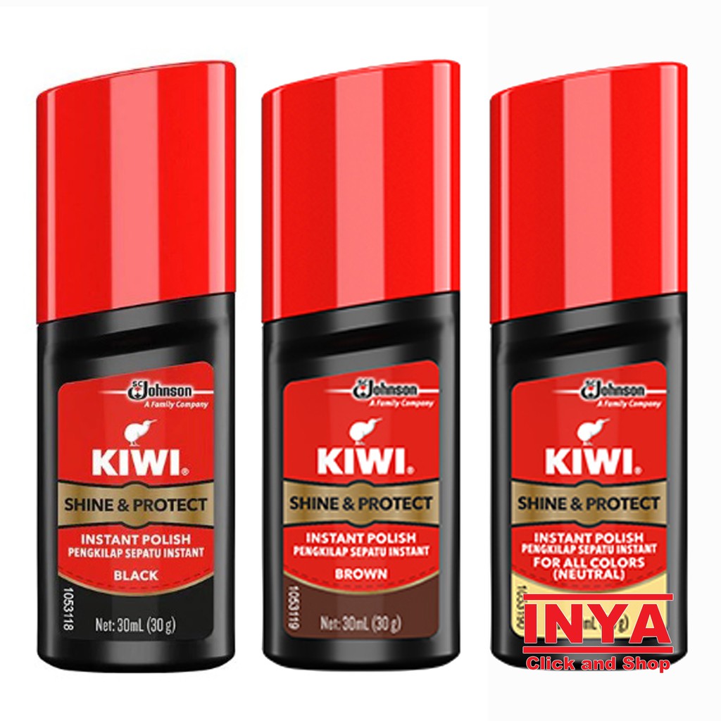 KIWI SHINE &amp; PROTECT INSTANT POLISH BLACK 30ml - Semir Sepatu Cair Hitam