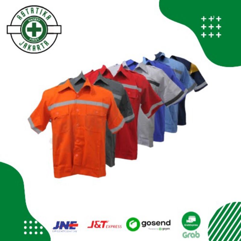 Wearpack Kerja Safety Lengan Pendek / Baju Safety Atasan Pendek