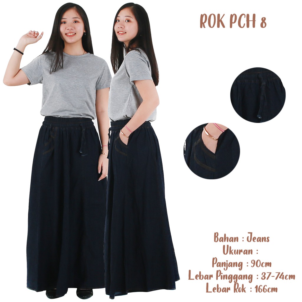 YELONIX - Jeans Rok PCH 8 / Rok Wanita / Deninm Panjang