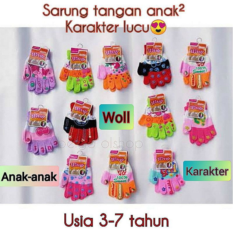 1 lusin- sarung tangan anak bahan woll/sarung tangan anak usia 3-7 TH