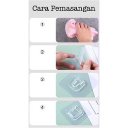 Gantungan Tempel Socket Hook Gantung Pasangan Plus Minus Kualitas Premium Double Tape Nano