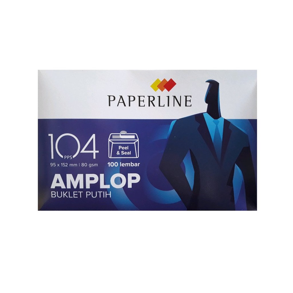  Amplop Putih  Paperline 104 dengan perekat ukuran 95mm X 