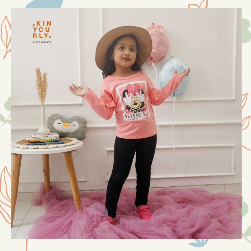 Baju Anak Emily Long Ruffle Kiny Curly Original Kaos Lengan Panjang Super Premium Atasan Anak Perempuan Termurah Terlaris Best Seller