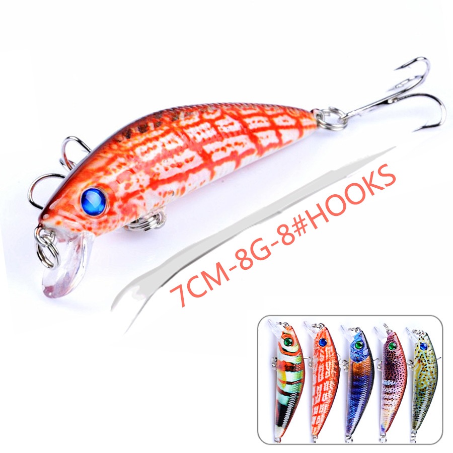 1PCS MINI JERKBAIT MINNOW 7CM 8G 3D EYES FISH  UMPAN PANCING TERLARIS