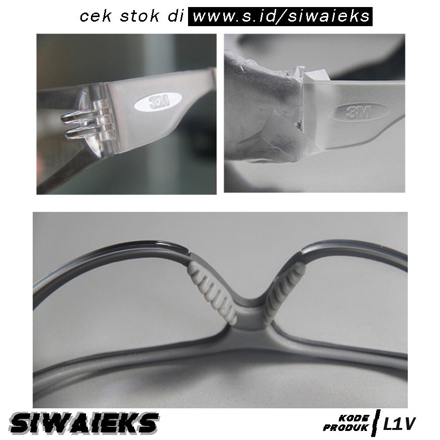 L1V 3M Kacamata Safety Googles Anti Fog Dust 3M11394 Transparent Grab Medan