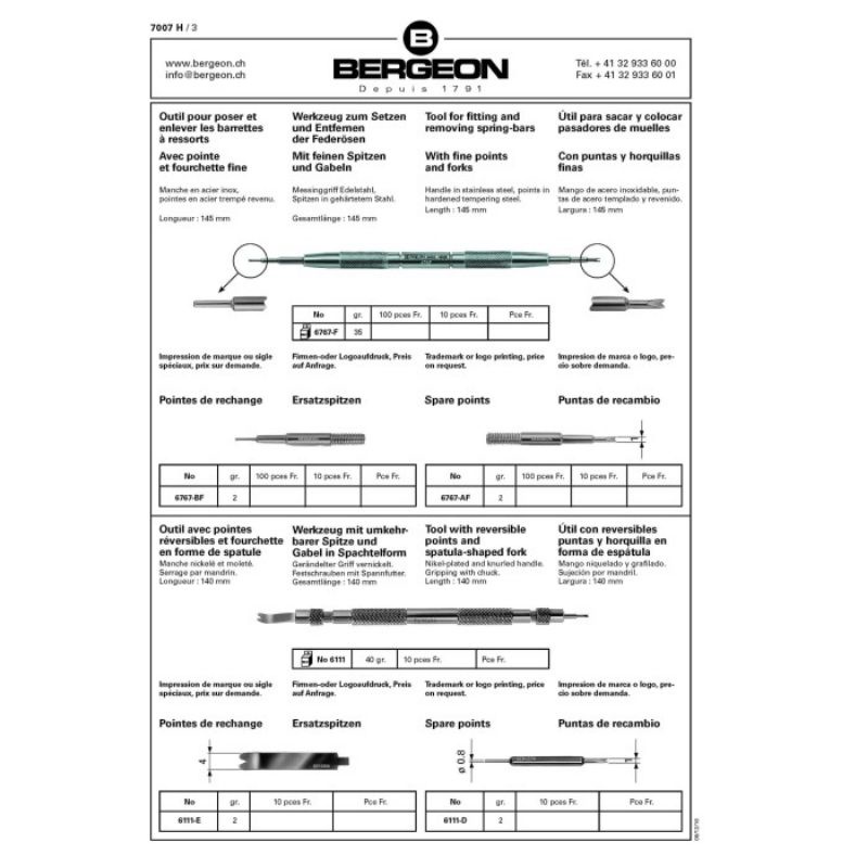 BERGEON 6767-AF MATA PENGGANTI DATAR (POINTS FLAT) UNTUK 6767