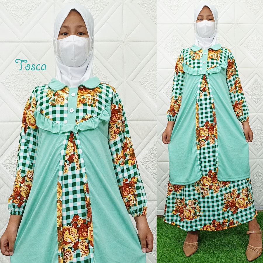 ROSY BELLA GAMIS ANAK BUNGA KOMBINASI 6-12Tahun CARLINA FASHION