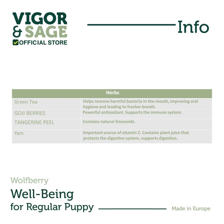 Vigor &amp; Sage Gojiberry Wellbeing Regular Puppy 2 Kg Vigor Sage Puppy