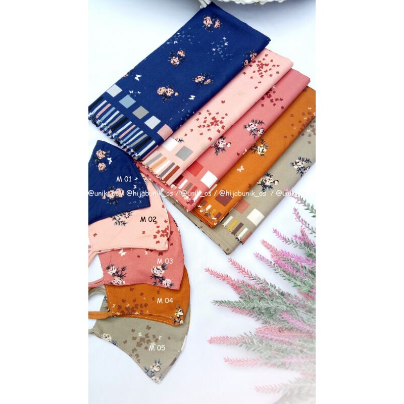 SEGIEMPAT UMAMA MIRACLE PRINT & FREE MASKER MOTIF BUNGA / COD HIJAB MOTIF/ HIJAB VOAL