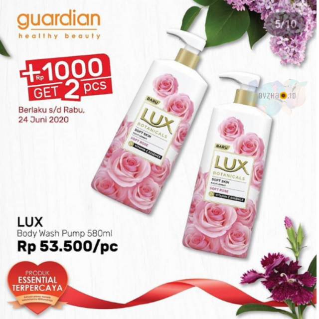 Lux Body Wash Sabun Mandi Cair Pump Soft Rose 580ml